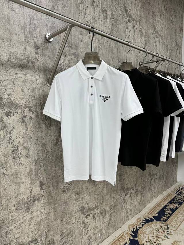上新 25Ss P家 最新丝光珠地Polo 原版定制 顶级定制Logo 经典百搭 黑 白 码数48-56
