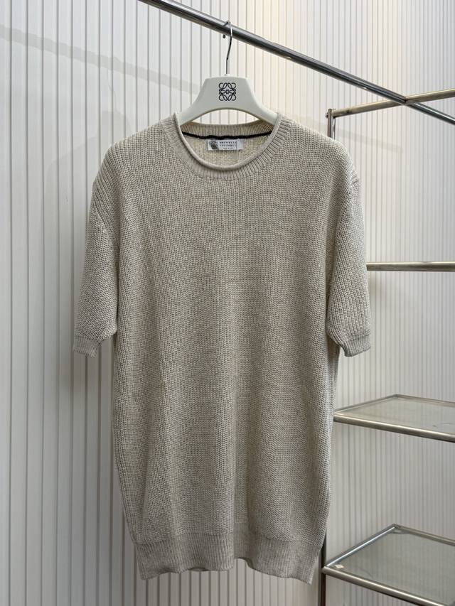 Bc 布鲁内洛 圆领罗纹针织短袖衫 Size：S M L Xl