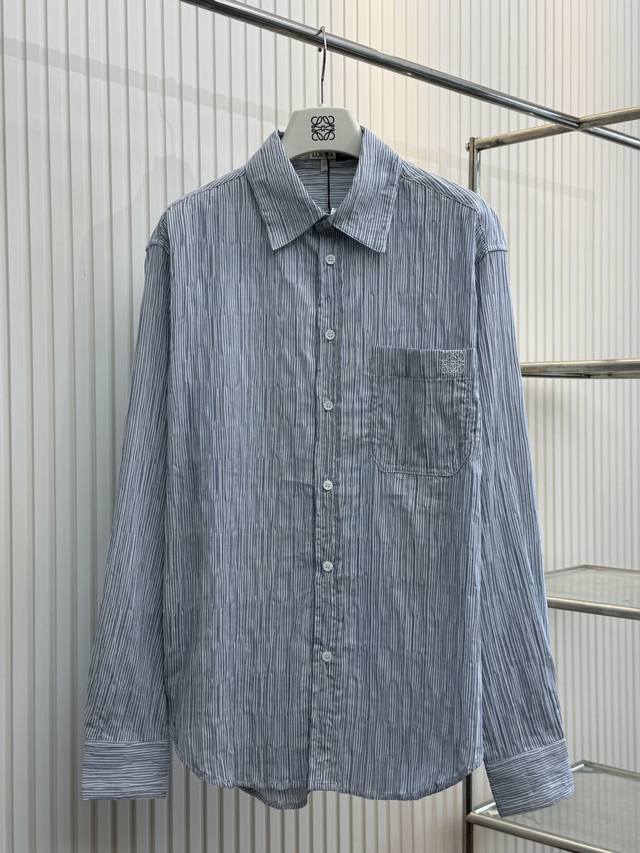 Loe 罗意威 25Ss条纹波浪纹理长袖衬衫 Size: S M L Xl