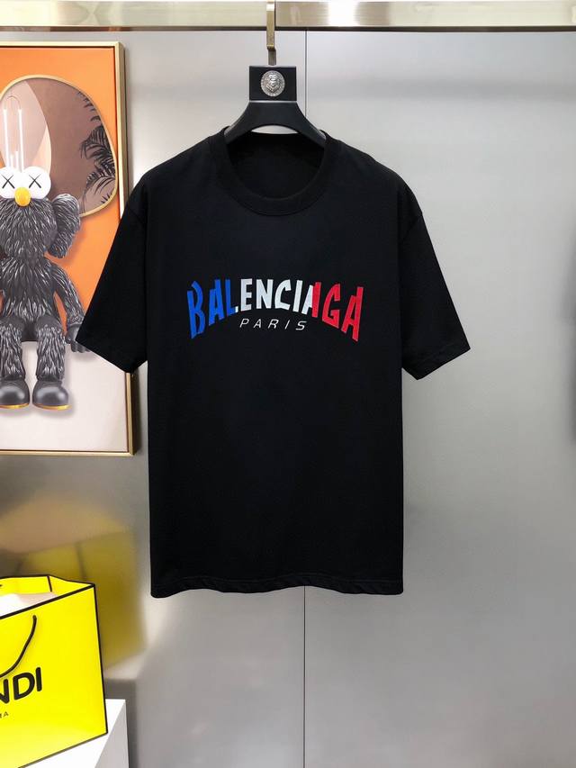 Bal*Nciaga 巴黎世家2025春夏新款原单男士圆领短袖T恤 专柜同步售卖 爆款高端品质 高版本 Os版型阔版 印胶字母Logo设计 定制进口双股100%