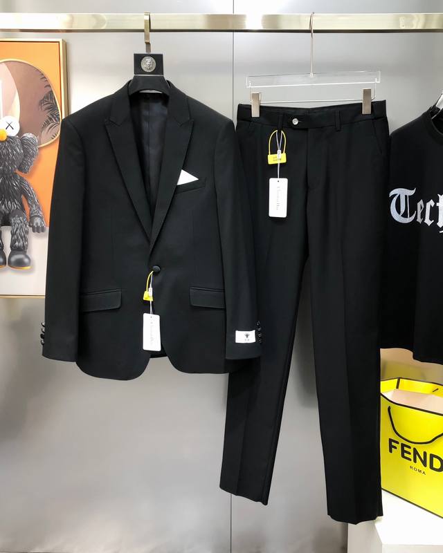 整套 上衣P600 西裤P300 D*Or 迪奥2025早春新款原单男士商务休闲西装套装 西服外套西裤 可拆开售卖官网同步售卖 高端定制 时尚百搭 爆款采用原版