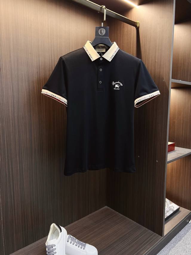 Burberry 巴宝莉 高端刺绣Logo、2025Ss新款时尚翻领短袖Polot恤、原版复刻、客供原版进口丝光棉面料、原版复刻经典品牌Logo、剪裁完美、做工
