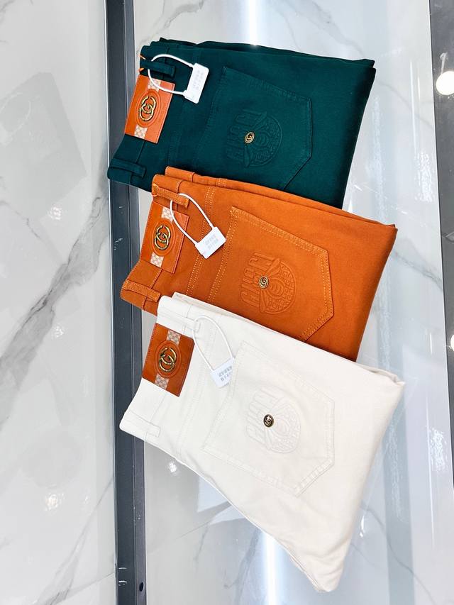 Gucci 2025Ss早春新品薄款重工休闲裤，进口优质水洗弹力面料，上身舒适透气有弹力，客供五金辅料装饰，版型超正，全品相订单款，上身帅气十足 Size：29