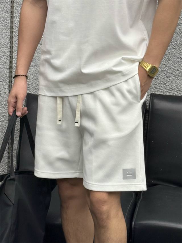 Acne 2025春夏新款短裤 300克重磅纯棉100%字母Logo 颜色：黑色 白色 码数：S M L Xl Xxl
