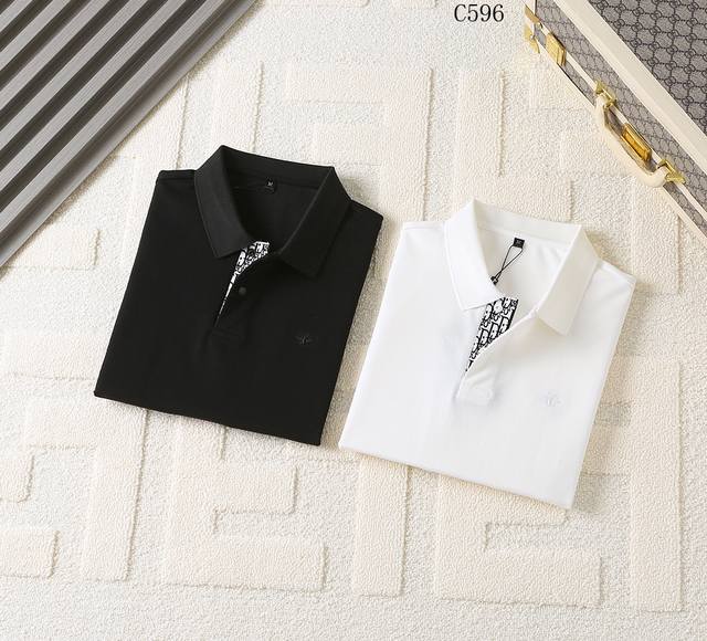 迪奥-25Ss新款春夏短袖翻领T恤Polo，最高版本客供定制高端纯棉珠地面料简单时尚款，拼色螺纹超级好看！胸前芬迪字母刺绣经典Logo简单大方的款式！满满的高级