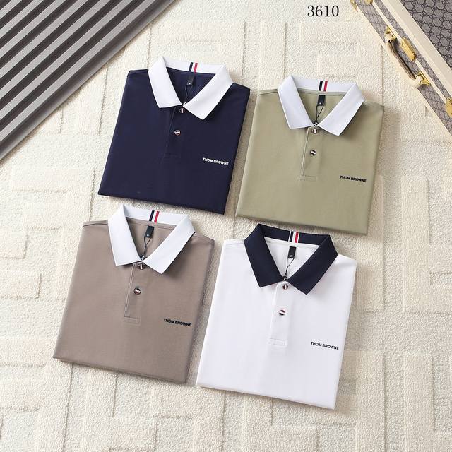 Tb-25Ss新款春夏短袖翻领T恤Polo，最高版本客供定制高端纯棉珠地面料简单时尚款，拼色螺纹超级好看！胸前芬迪字母刺绣经典Logo简单大方的款式！满满的高级