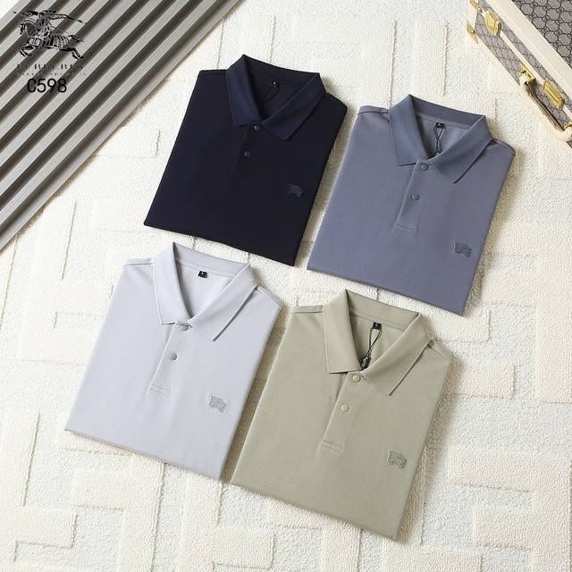 巴宝莉-25Ss新款春夏短袖翻领T恤Polo，最高版本客供定制高端纯棉珠地面料简单时尚款，拼色螺纹超级好看！胸前芬迪字母刺绣经典Logo简单大方的款式！满满的高