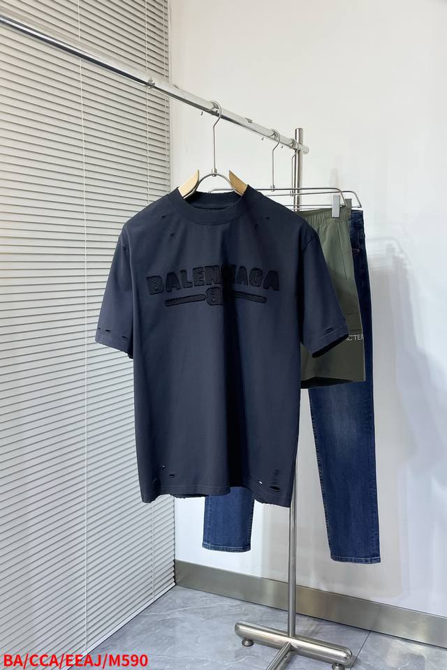 M590 Babalenciag 2025Ss春夏新款半袖 爆款定制纯棉面料 重工洗水，重工刺绣，面料舒适质感 码数：S-Xxl