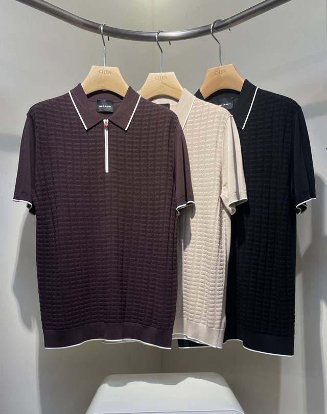 Kiton*2025New New 针织圆领短袖 款号 66035 颜色 咖 杏 黑 码数 48-56