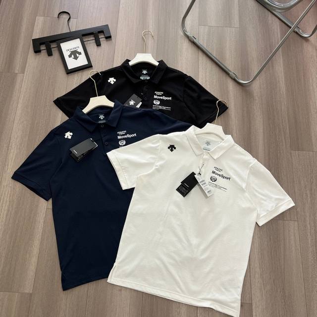 夏季新品 Descente迪桑特综训训练系列运动健身男女同款短袖Polo衫 -此款面料采用冰丝无痕抗皱面料，不变形，不褪色，袖口下摆均采用热压封边，上身挺阔有型