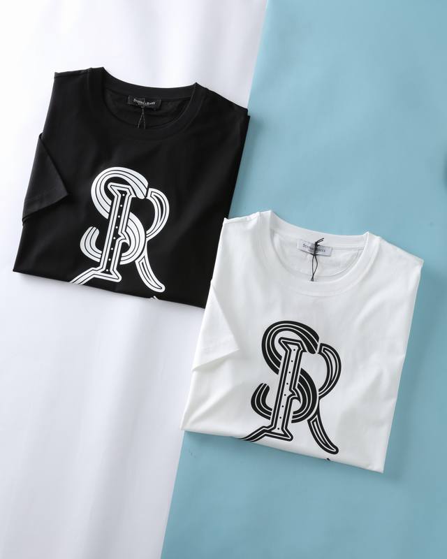 Stefano Ricci 史蒂芬 25Ss春夏新款高支丝光棉圆领短Tee，男士重工Sr鹰头印花徽标时尚休闲圆领短袖T恤衫！贸易公司渠道稀出，同步Gw发售！官方