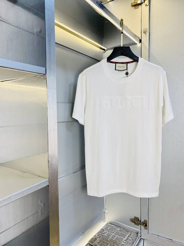 暗纹款！ 穿220斤 原单货！胖子福音 情侣装古奇Gucci 原单品质 2025最新款 短袖T恤 五分袖中袖 精选专柜订制顶级纯棉进口面料 带原版洗水唛！三标齐