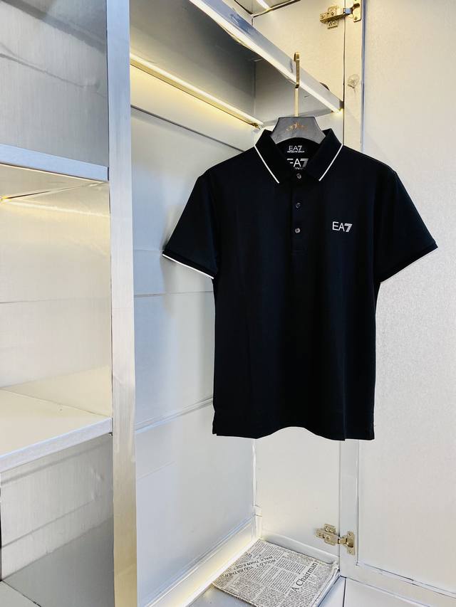 原单货可穿210斤 阿玛尼Armani 原单品质 2025最新款 男装翻领短袖T恤 高级印花做工！精选专柜订制顶级双丝光珠地棉进口面料 所有细节做工完美1比1复