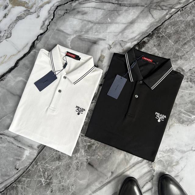 Prada 普拉达 2025春夏Gw专柜新款 高端优雅时尚男士定制 顶级时尚休闲短袖Polo衫短袖翻领衫。 25Ss高端人士必备单品，精选进口原单珠地棉面料，原