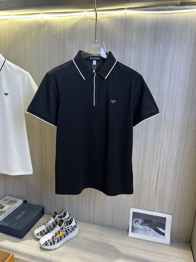 Armani阿玛尼 2025春夏最新款翻领时尚短袖T恤，高级定制面料！贴肤舒适，丝滑透气，耐看又好穿，原厂工艺一丝不苟，型男必备单品，尺码：M-3Xl
