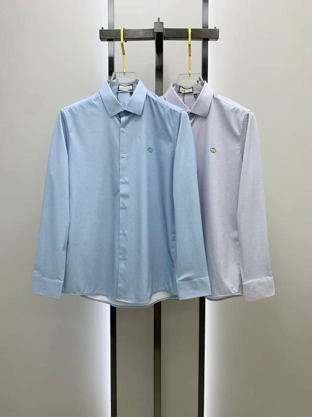 Gucci古奇 2025Ss新款长袖衬衫 衬衣，精美刺绣Logo 高端版本，定制面料 透气舒适度高，精工制作，细节处理完美无可挑剔，品牌元素设计理念，体现高品质