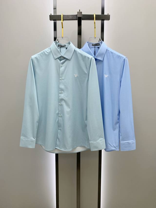 Armani阿玛尼 2025Ss新款长袖衬衫 衬衣，精美刺绣Logo 高端版本，定制面料 透气舒适度高，精工制作，细节处理完美无可挑剔，品牌元素设计理念，体现高