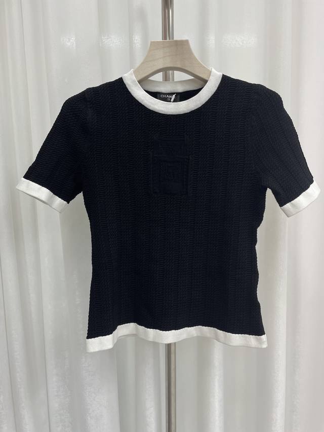 特价款 Chanel&香奈儿新款黑白拼色香水瓶双C字母Logo提花圆领短袖Sml现货供应