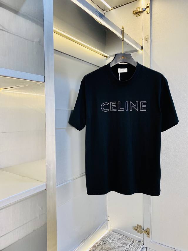 穿210斤 原单货！胖子福音 情侣装赛琳Celine 原单品质 2025最新款 短袖T恤 五分袖中袖 精选专柜订制顶级纯棉进口面料 带原版洗水唛！三标齐全 所有