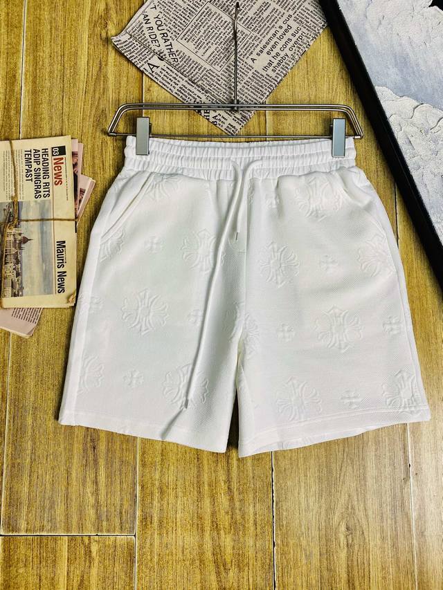 情侣款暗纹提花款式！胖子福音 200斤可穿 克罗心Chrome Hearts 重磅推荐！2025夏季必备专柜系列最新款短裤沙滩裤五分裤休闲裤高端订制原版五金 上