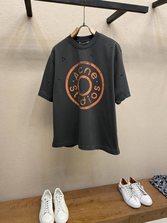 Acne Studios 2025Fw早春新款重磅纯棉残旧印花洗水破坏半袖T恤 重磅纯棉休闲百搭的一款 上身很舒适 特别适合我这种喜欢舒适穿着 论艺术绝对玩到顶
