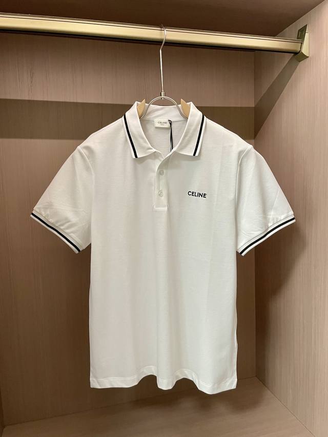 Celine 2025春夏 官网同步 熟男 轻熟男 最爱款式 经典大气百搭商务休闲Polo领T恤 采用进口双丝光珠地棉面料 舒适透气 质感细腻 超柔软亲肤触感！