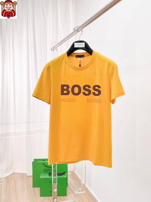 直 品牌 Boss 胖子福音 原单男士休闲短袖T恤，2025春夏新品，定制胸前顶级Logo 工艺、搭配整件细节 品质及剪裁设计都堪称一流，定制进口丝光棉面料！型