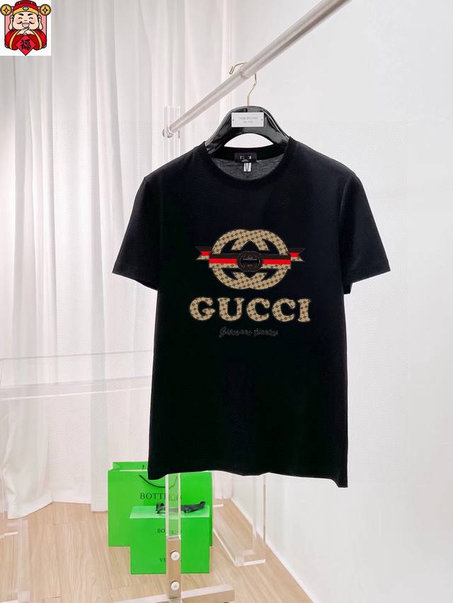 直 品牌 Gucci古奇 胖子福音 原单男士休闲短袖T恤，2025春夏新品，定制胸前顶级Logo 工艺、搭配整件细节 品质及剪裁设计都堪称一流，定制进口丝光棉面
