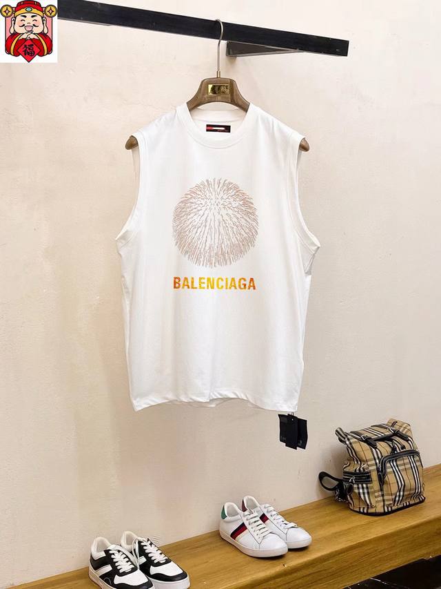 直 品牌 Balenciaga 巴黎世家 2025夏季新品背心T袖 经典简约款式 任何人都可以轻松驾驶 进口定制丝光棉面料 手软舒适有型 吸汗透气 ，胸前经典品