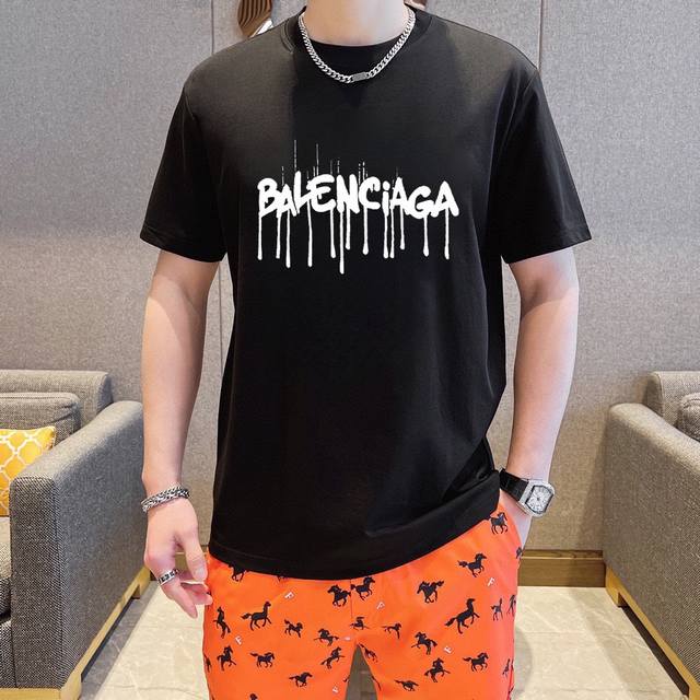 直 品牌 Balenciaga巴黎世家 胖子福音 原单男士休闲短袖T恤，2025春夏新品，定制胸前顶级Logo 工艺、搭配整件细节 品质及剪裁设计都堪称一流，定