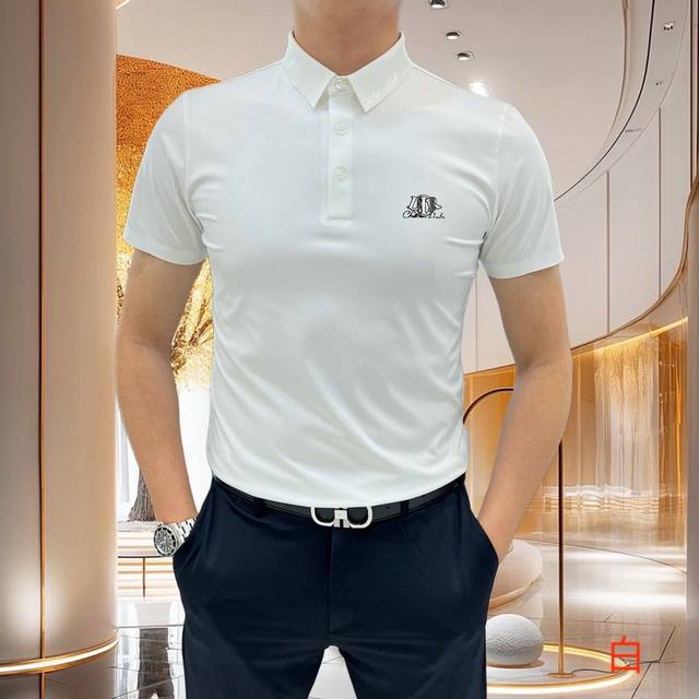 Dior迪奥 2025春夏专柜最新款顶级冰氧桑蚕丝短袖Polo衫翻领T恤 高端订制 设计前卫！重工艺设计 高端订制面料.手感柔软.穿着舒适.专柜级别精致车线.做