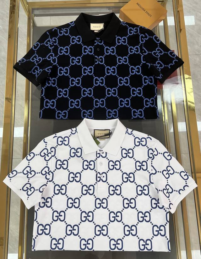 新品 古奇 爆款Polo 2025春夏新款首发专柜最新款短袖圆领T恤 高端订制 品牌Logo最新重工定位印花工艺，大牌范儿十足，时尚洋气，高端定制100%网眼珠