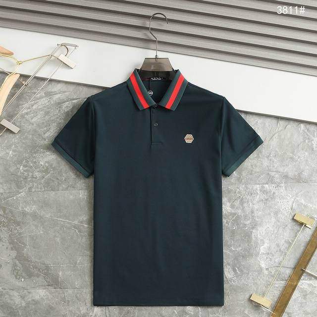 古驰-高端休闲系列！2025新品专柜休闲短袖Polo衫！品牌最新元素Logo重工设计 无痕剪裁 进口80支的超高支纱棉，手感柔滑舒适，弹性佳 软软细腻 不易起球