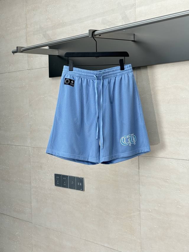Chrome Heart* Ch克罗心 25Ss 网眼闪粉蓝色冰球服短裤 面料采用高密100D鸟眼布 双面网眼定位非常耗时 人工损耗成本很高 非市面上单层薄透底