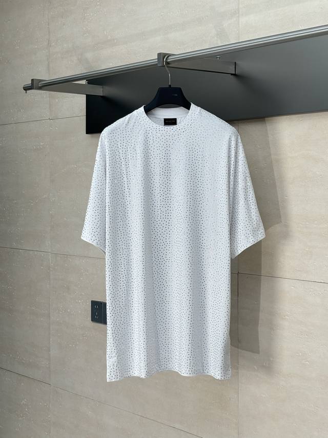 Balenciag* 巴黎Blcg 满天星烫钻满钻短袖T恤 Size：1 2 3
