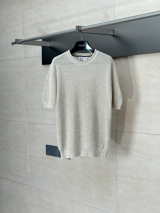 Brunello Cucinelli* 25Ss新款纯色圆领罗纹短袖 采用定制麻棉混纺毛料，进口织机 7针 Size：48 50 52 54