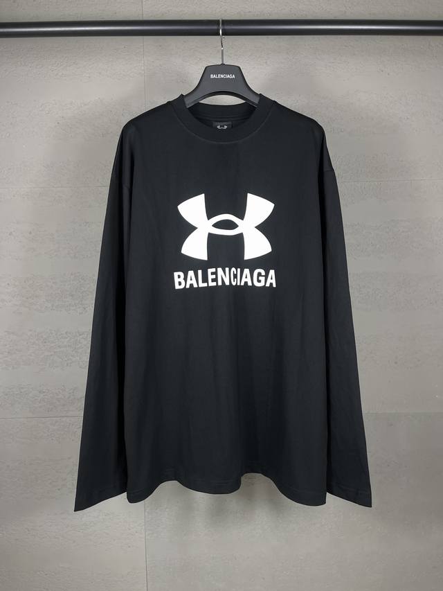 实拍图 顶级版本.官网品质 Balenci*Ga 巴黎联名安德玛Under Armour前后印花长袖T恤# Ss24最新款。第一时间研发，巨别市场通货。欢迎对比