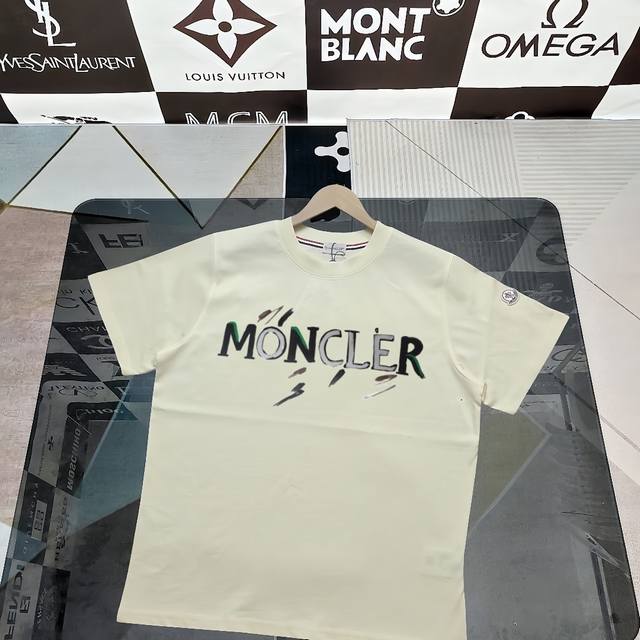 实拍 Nfc芯片感应 Moncler 蒙口 短袖T恤 2025专柜同步发售新款手绘个性简约标识短袖T恤 面料：原版同步330克重双纱100%纯棉 超高质感，丝滑