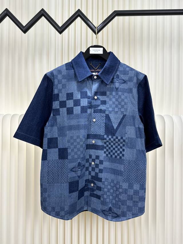 路易威登Lv 美洲杯格子牛仔短袖衬衫 尺码:S M L Xl