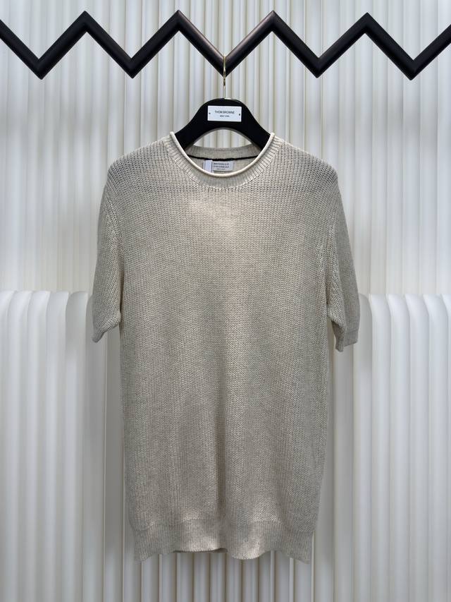 Brunello Cucinelli 圆领罗纹短袖 正品开版-实体柜台-顶奢品质 秒杀市面一切版 定制麻棉混纺毛料，采用进口织机 7针 编织，定制毛料，毛料酵洗