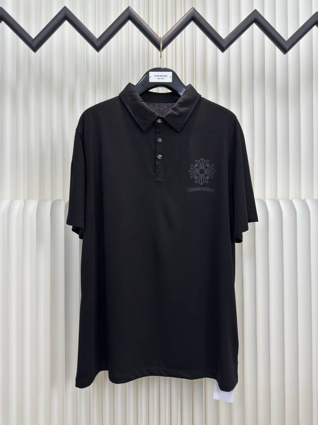 克罗心Chrome Hearts暗纹十字花Polo短袖 正品开版-实体柜台-顶奢品质 秒杀市面一切版 面料采用订染230G棉质面料 胸口十字暗纹卷轴印花 领口五