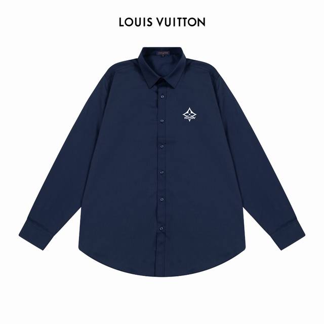 Lv 路易威登官网经典品牌铁标Logo 设计长袖衬衫 对版定染面料 上身高级感十足 纯棉竹纤维面料 高品质 男女同款 码数:39-43 M-3Xl