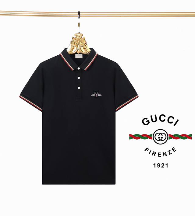 三标齐全 -Gucci 古奇专柜同步上新 经典蜜蜂刺绣翻领Polo衫 -采用原版Zp一致定制索罗娜双珠地面料 螺纹同缸定染零色差 独家品质区别通货 欢迎对比 -