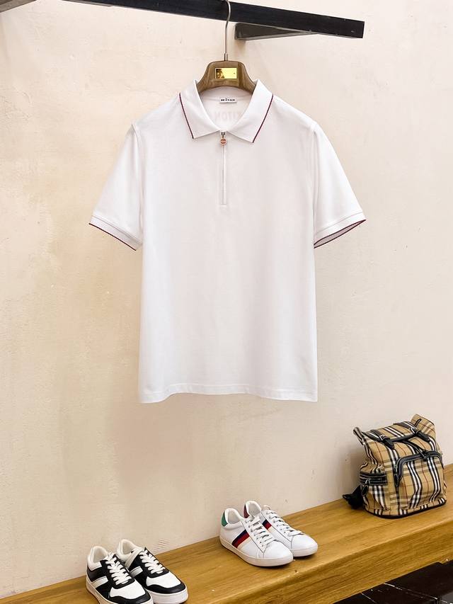 Kiton %新疆长绒棉 面料柔软舒适透气 2025 夏季 限量款短袖Polo系列 ：-