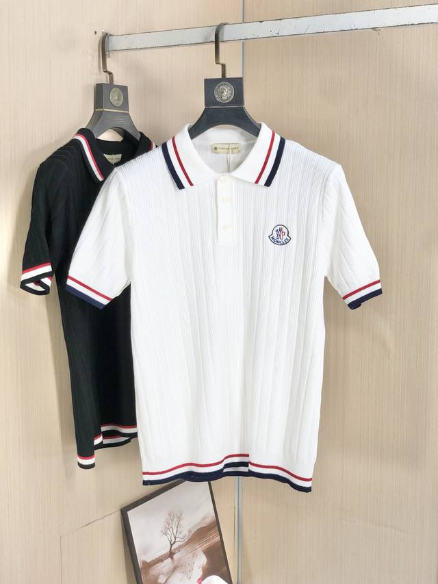 新品 蒙口 2025春夏新款简约百搭字母刺绣顶级进口私货针织Polo短袖，高端重工提花短袖针织衫，专柜款时尚不失奢华 品质毋庸置疑 上身效果超赞，奢华官网同款