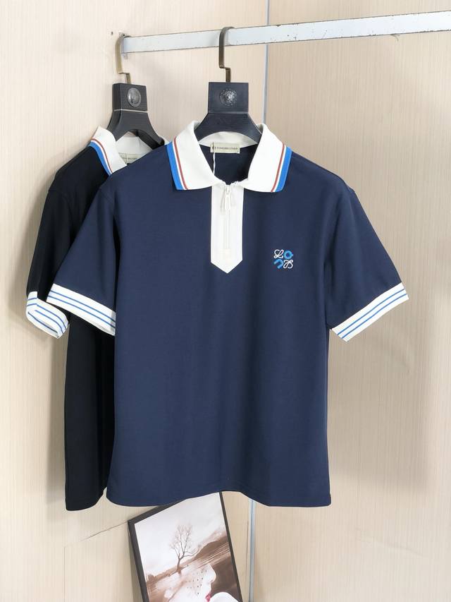 新品 罗意威 2025春夏新款简约百搭字母刺绣顶级进口私货针织Polo短袖，高端重工提花短袖针织衫，专柜款时尚不失奢华 品质毋庸置疑 上身效果超赞，奢华官网同款
