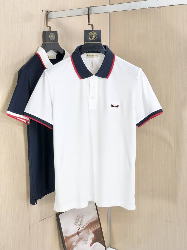 新品 芬迪 2025春夏新款简约百搭字母刺绣顶级进口私货针织Polo短袖，高端重工提花短袖针织衫，专柜款时尚不失奢华 品质毋庸置疑 上身效果超赞，奢华官网同款