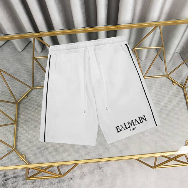Balmain 巴尔曼印花纯棉短裤卫裤 1:1对版面料380克毛圈高克重百分百纯棉 提前做过预缩水1×1双纱洗一辈子都不会变形的 男女同款 官网细节一致 Log