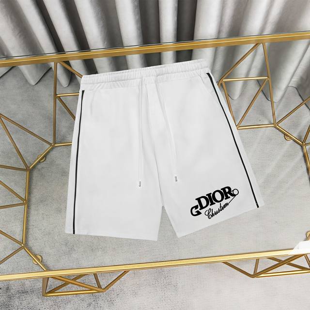 Dior 迪奥印花纯棉短裤卫裤五分裤 1:1对版面料300克毛圈高克重百分百纯棉 提前做过预缩水1×1双纱洗一辈子都不会变形的 男女同款 官网细节 字母Logo