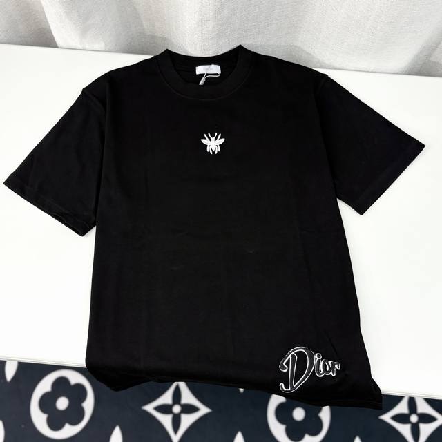 Dior 迪奥 Logo绣花重工艺圆领套头短袖 双纱纯棉300克 尺寸 Xs-L